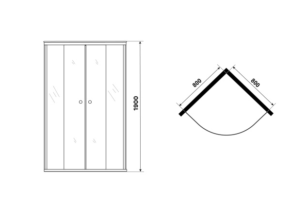 Душевое ограждение Niagara Eco NG-1003-14T (80х80х190) четверть круга,раздвижное,черный,стекло тонированное