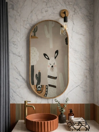 Зеркало EMZE Color Oval 45x90 (дуб)