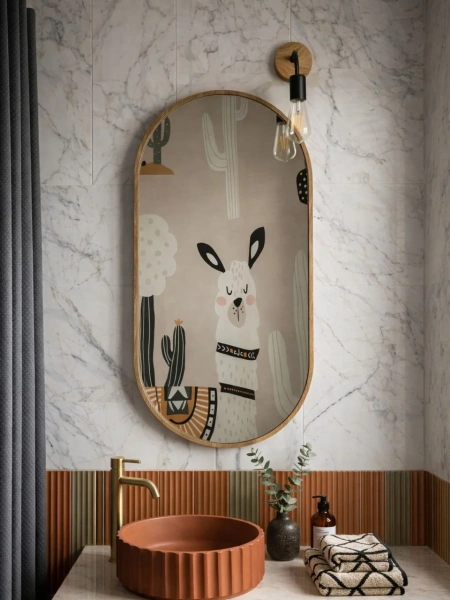 Зеркало EMZE Color Oval 45x90 (дуб)