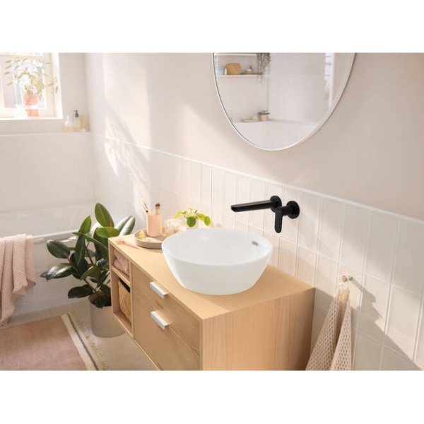 Hansgrohe Rebris S Встраиваемый смеситель для раковины настенный с изливом 195 черный матовый 72528670