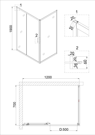 Дверь в нишу Niagara Nova NG-42-12AG 120х190