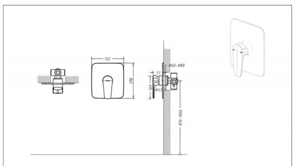 Смеситель для ванны и душа Bravat Source PB8173218BW-ENG