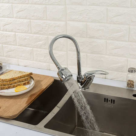 Смеситель для кухни с гибким изливом и режимом душ FRAP F4302-B, хром