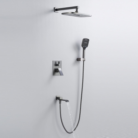 Душевая система встраиваемая Shevanik S4035T, оружейная сталь