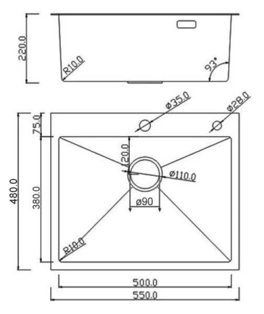 Кухонная мойка Roxen Simple 55