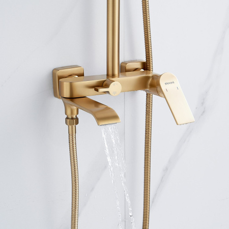 Душевая система Shevanik S4136G, золотой сатин