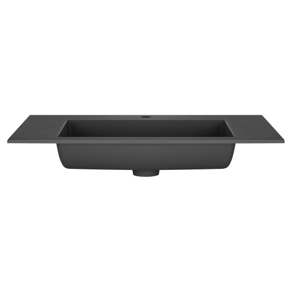 Тумба Vincea Chiara 800 подвесная, 1 выкатной ящик soft-close, R.Oak с умывальником VCB-13800B из кварца, цвет черный