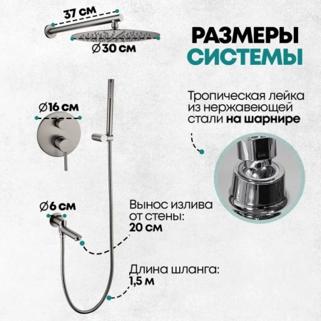 Душевая система скрытого монтажа Grocenberg GB5099BG-1 Графит