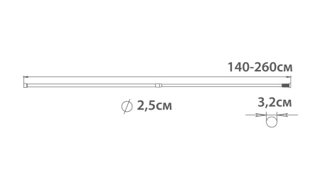 Карниз для ванной раздвижной Fixsen, FX-51-201, нерж.сталь-хром, 140-260 см