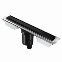 Желоб BERGES водосток напольный B1 Keramik 800 нержавеющая сталь матовый черный S-сифон D50/110 вертикальный