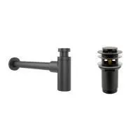 Набор 2 в 1 Wellsee Drainage System 182105001, сифон для раковины, донный клапан, матовый черный