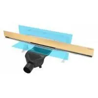 Желоб BERGES водосток WALL 600 пристенный золото глянец S-сифон D50 H60 боковой