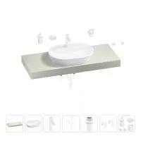 Раковина 60 см со столешницей 120 см Wellsee Calin 201007780 в наборе 10 в 1: столешница, раковина, смеситель, сифон, донный клапан, угловые вентили, аксессуары (цвет матовый белый)