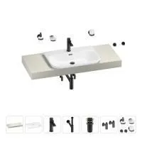 Раковина 65 см со столешницей 120 см Wellsee Eclatant 2.0 201013297 в наборе 10 в 1: столешница, раковина, смеситель, сифон, донный клапан, угловые вентили, аксессуары (цвет матовый черный)