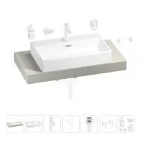 Раковина 70 см со столешницей 100 см Wellsee Graceful Pro 201012640 в наборе 10 в 1: столешница, раковина, смеситель, сифон, донный клапан, угловые вентили, аксессуары (цвет матовый белый)