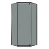 Душевое ограждение Niagara Eco NG-1010-14DT (100х100х190) трапеция,распашное,черный,стекло тонированное