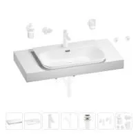 Раковина 65 см со столешницей 100 см Wellsee Eclatant 2.0 201013280 в наборе 10 в 1: столешница, раковина, смеситель, сифон, донный клапан, угловые вентили, аксессуары (цвет матовый белый)