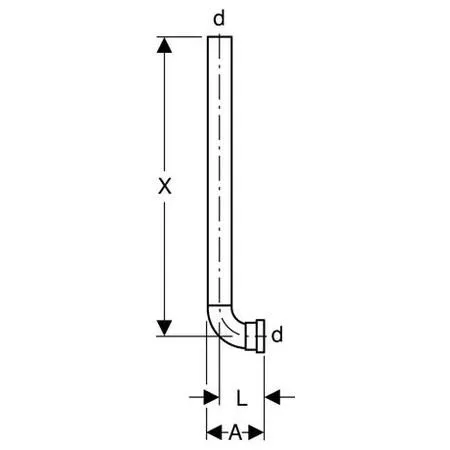 Патрубок смыва Geberit 119.704.16.1 для писсуара, d 32x32 мм