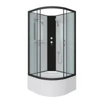 Душ.каб. NG-6709-14BK (1000х1000х2000) высокий поддон(45см) стекло ПРОЗРАЧНОЕ черные профиля 4 мест