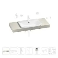 Раковина 65 см со столешницей 120 см Wellsee Eclatant 2.0 201013300 в наборе 10 в 1: столешница, раковина, смеситель, сифон, донный клапан, угловые вентили, аксессуары (цвет матовый белый)