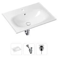 Комплект 3 в 1 Lavinia Boho Bathroom Sink 21520434: врезная фарфоровая раковина 60 см, металлический сифон, донный клапан