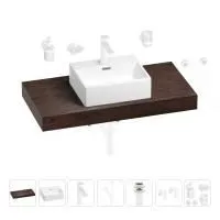 Раковина 43 см со столешницей 100 см Wellsee Graceful Pro 201012245 в наборе 10 в 1: столешница, раковина, смеситель, сифон, донный клапан, угловые вентили, аксессуары (цвет матовый белый)