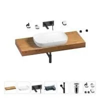 Раковина 60 см со столешницей 120 см Wellsee Croquis 201008187 в наборе 9 в 1: столешница, раковина, встраиваемый смеситель, сифон, выпуск, аксессуары (цвет набора матовый черный)