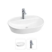 Раковина для ванной Wellsee Calin 201000566 в наборе 2 в 1: овальная раковина белого глянцевого цвета, смеситель в цвете хром