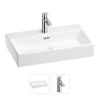 Раковина для ванной Wellsee Graceful Pro 201000786 в наборе 2 в 1: прямоугольная раковина белого глянцевого цвета, смеситель в цвете хром