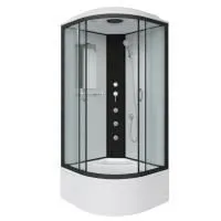 Душ.каб. NG-6709-14G (1000х1000х2150) высокий поддон(45см) стекло ПРОЗРАЧНОЕ черные профиля 4 места