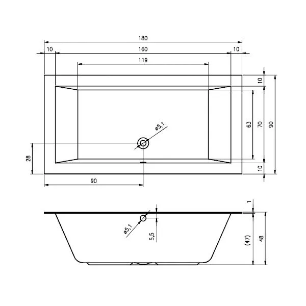 Акриловая ванна с усиленным каркасом и сифоном Riho Lugo 190x80 BT0400500000000