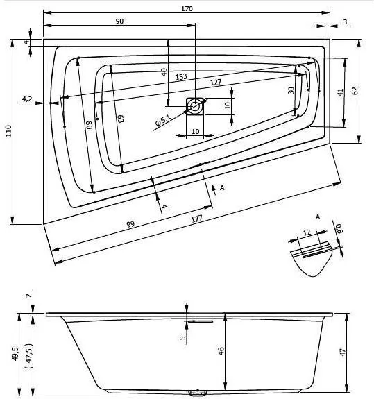 Акриловая ванна Riho Still Smart Elite 170x110 R BD1500500000000