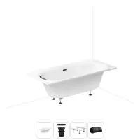 Акриловая ванна в наборе 4 в 1: встраиваемая ванна, слив-перелив, ножки, подголовник Wellsee Dream For More 20216819R