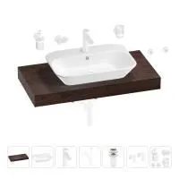 Раковина 65 см со столешницей 100 см Wellsee Eclatant 201013085 в наборе 10 в 1: столешница, раковина, смеситель, сифон, донный клапан, угловые вентили, аксессуары (цвет матовый белый)