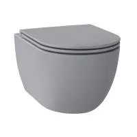 Безободковый подвесной унитаз в наборе 2 в 1: чаша подвесного унитаза, быстросъемное сиденье микролифт, цвет матовый серый Wellsee Chalice Perfection 182610001