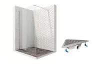 Душевая перегородка Ambassador Walk-in 15031102-ST18, свободный вход, угловой трап, 100см