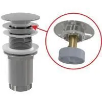 Водослив для умывальника Alcaplast click/clack 5/4", цельнометаллический с большой заглушкой, A392C