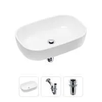 Комплект 3 в 1 Lavinia Boho Bathroom Sink 21520001: накладная фарфоровая раковина 54 см, металлический сифон, донный клапан