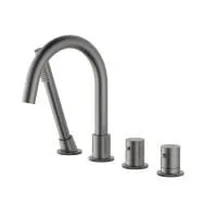 Смеситель на борт ванны с термостатом TIMO Saona 2330/18Y, черное золото