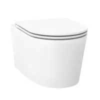 Безободковый подвесной унитаз в наборе 2 в 1: чаша подвесного унитаза, быстросъемное сиденье микролифт, цвет глянцевый белый Wellsee Éclatant 182615001