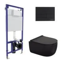 Комплект BERGES: инсталляция NOVUM, кнопка L5, унитаз EGO Black  Rimless, сидение дюропласт Toma Black Slim SO