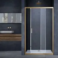 Душевая дверь Vincea Alpha VDS-3AL110CLG, 1100, брашированное золото, стекло прозрачное