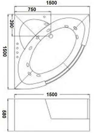 Ванна акриловая WeltWasser WW PLAUER 150 WT 150х150х58 г/м белая