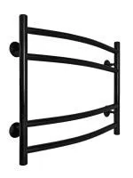 Полотенцесушитель водяной Fincopper FC 450х500 черный RAL 9005, 4 перекладины, нижнее подключение угловые гайка/штуцер 1/2'х3/4' с чашками и эксентриками