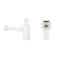 Набор 2 в 1 Wellsee Drainage System 182113001, сифон для раковины, донный клапан, матовый белый