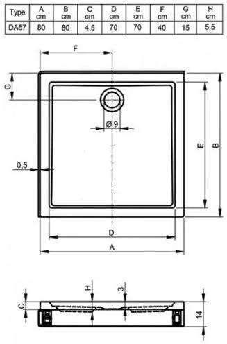 Душевой поддон Riho Davos 251 DA5900500000000 90x90