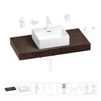 Раковина 43 см со столешницей 100 см Wellsee Graceful Pro 201012250 в наборе 10 в 1: столешница, раковина, смеситель, сифон, донный клапан, угловые вентили, аксессуары (цвет матовый белый)