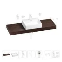 Раковина 50 см со столешницей 140 см Wellsee Graceful Pro 201012605 в наборе 10 в 1: столешница, раковина, смеситель, сифон, донный клапан, угловые вентили, аксессуары (цвет матовый белый)