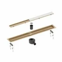 Душевой лоток (двухсторонняя решетка) TIMO Drain System DS230208/17, матовое золото
