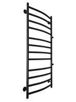 Полотенцесушитель водяной Fincopper FCB 1170х500 черный RAL 9005, 12 перекладин, боковое подключение угловые гайка/штуцер 1/2'х3/4' с чашками и эксентриками